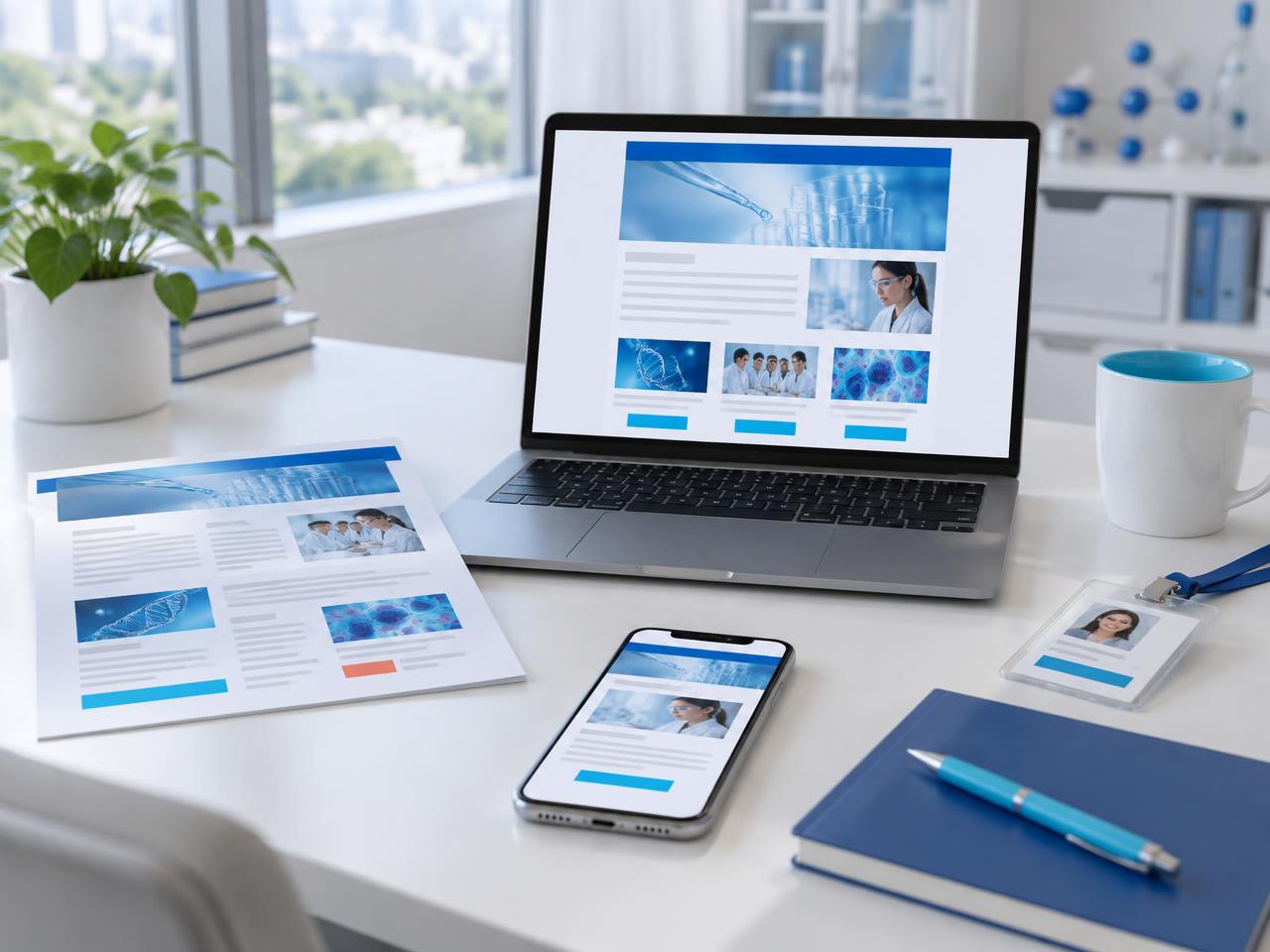 Newsletter and editorial materials shown on a bright office desk